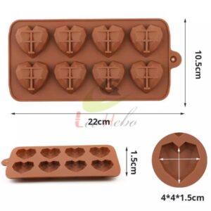 MOLDE SILICONA PARA CHOCOLATE – FORMA DE CORAZÓN GEOMÉTRICO - Imagen 1