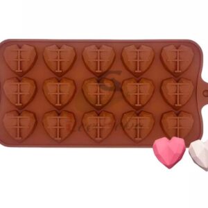 MOLDE SILICONA PARA CHOCOLATE – FORMA DE CORAZÓN GEOMÉTRICO - Imagen 2