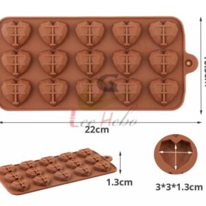MOLDE SILICONA PARA CHOCOLATE – FORMA DE CORAZÓN GEOMÉTRICO - Imagen 1