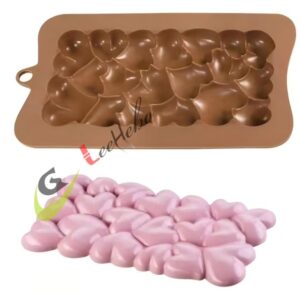 MOLDE SILICONA PARA CHOCOLATE-FORMA DE CORAZON CHISPAS DE CHOCOLATE
